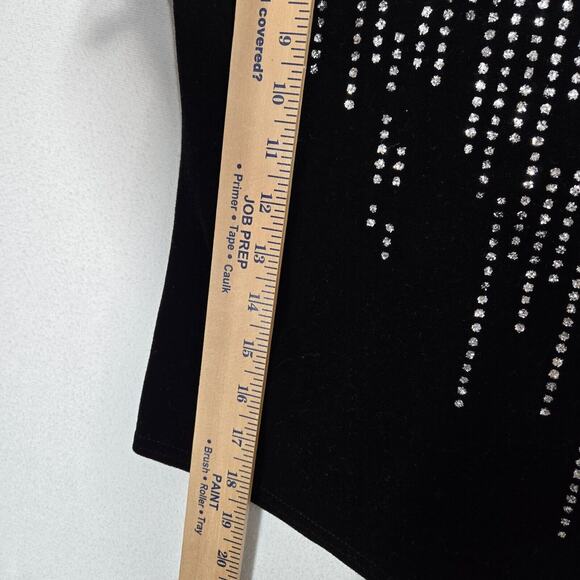 VTG 90s Velvet Crop Top Sz 12 Black Rhinestone Straps Evening Formal Whimsigoth - Picture 10 of 11